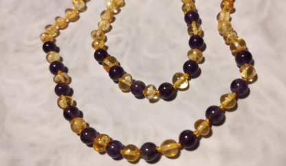 Parure de bijoux duo Mère-Enfant ambre & cristaux – Image 4