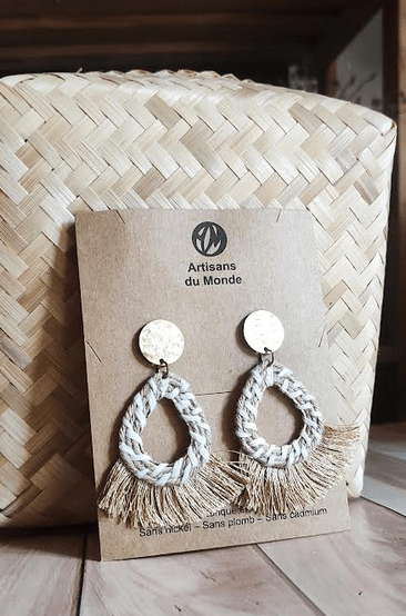 Kuta : boucles d'oreilles naturelles éthiques 7cm