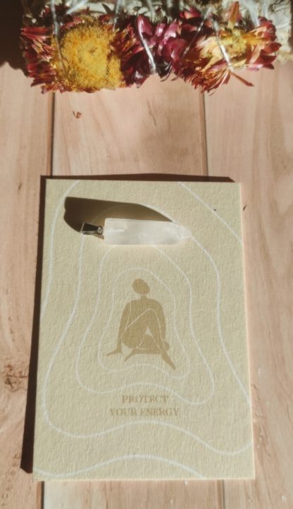 Pendentif en pierre semi-précieuse : quartz rose ou clair (Chakra cœur) – Image 4