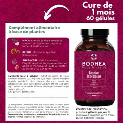 Bien vivre la ménopause - cure complément alimentaire un mois Bodhea (maca, rishi, shatavari) – Image 2